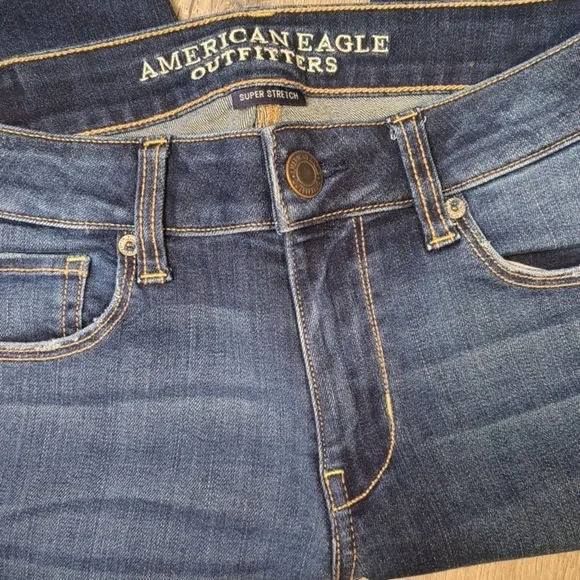 sac319 🦅American Eagle Super Stretch Low Rise Skinny Size 4 w/ 28.5" Inseam - Picture 4 of 10